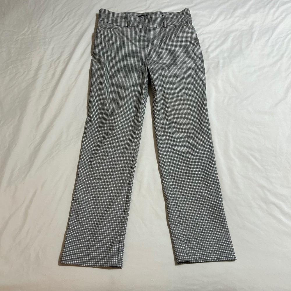 Hilary Radley Womens Black White Check Stretch Pull On Dress Pants Size Small